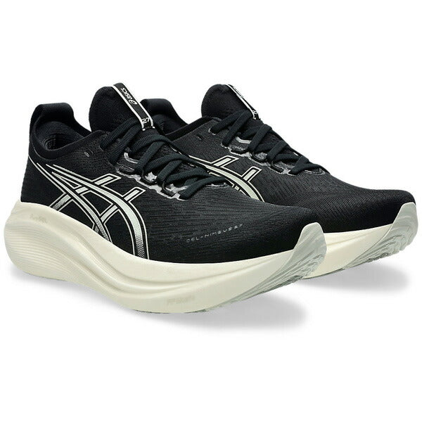 アシックスasicsメンズランニングシューズGEL-NIMBUS27ゲルニンバス27EXTRAWIDE1011B957-002マラソンジョギング厚底ブラック