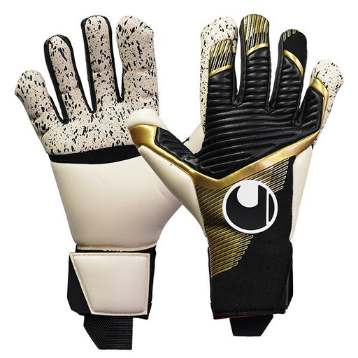 ウールシュポルトuhlsportパワーラインエリートフレックスカットハーフネガティブ1013014-01サッカーGKグローブブラック×ゴールド×ホワイト