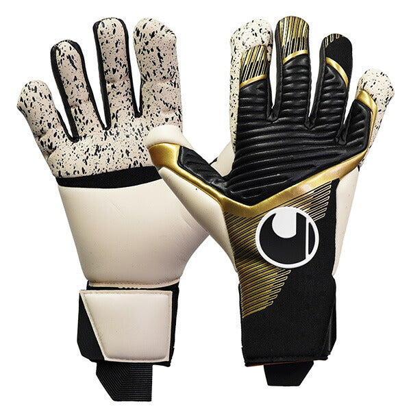 ウールシュポルトuhlsportパワーラインエリートフレックスカットハーフネガティブ1013014-01サッカーGKグローブブラック×ゴールド×ホワイト