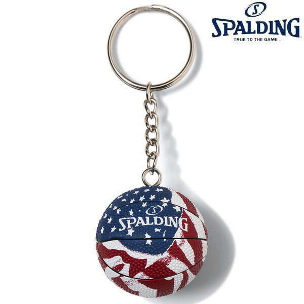【ショップ限定エントリーでさらに+9倍】スポルディングSPALDINGバスケットボールアクセサリースターアンドストライプスバスケットボール型キーチェーン11-009SS