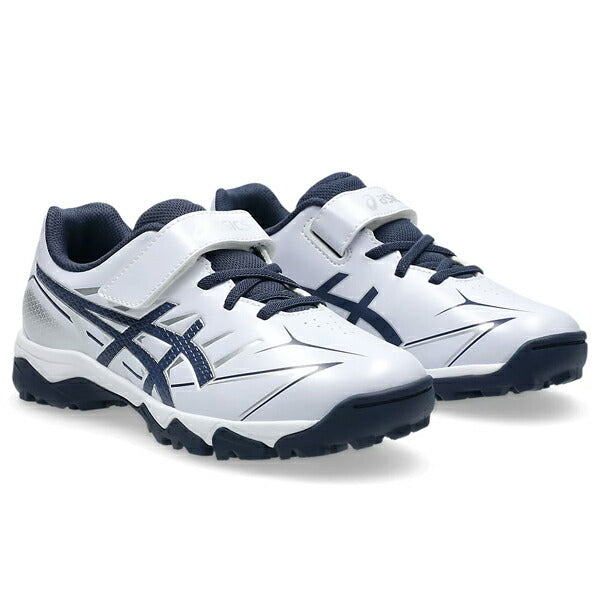 アシックスasics野球少年野球ジュニアトレーニングシューズマジックテープホワイトxネイビー1124A010-103