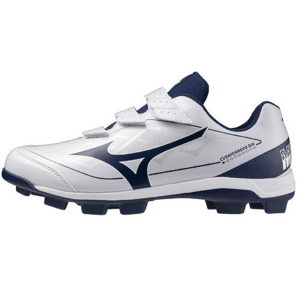 ミズノMIZUNO野球ポイントスパイククッションレボダイアBLTホワイト×ネイビー11GP2526-14ベルクロマジックテープ