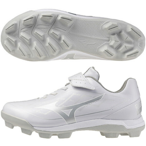 ミズノMIZUNO野球ジュニアポイントスパイククッションレボダイヤJr子供ホワイト×シルバー11GP2527-01