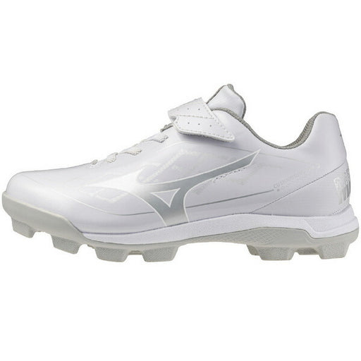 ミズノMIZUNO野球ジュニアポイントスパイククッションレボダイヤJr子供ホワイト×シルバー11GP2527-01
