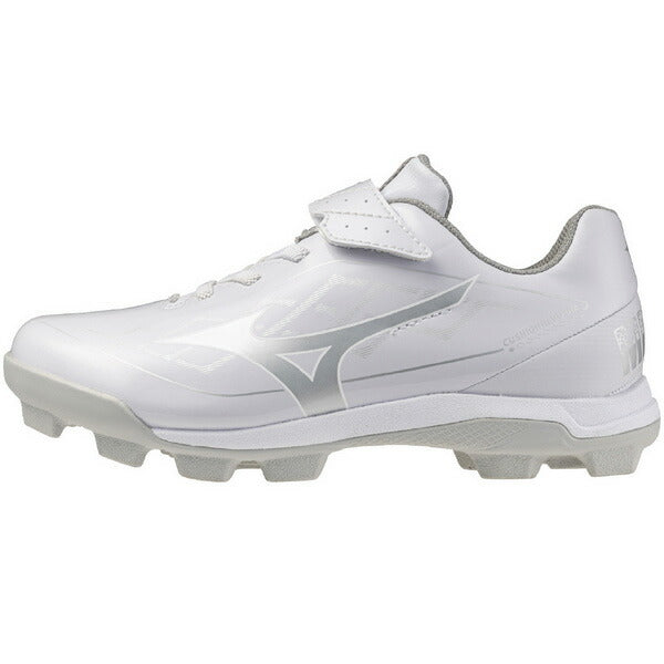 ミズノMIZUNO野球ジュニアポイントスパイククッションレボダイヤJr子供ホワイト×シルバー11GP2527-01