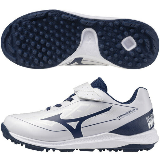 ミズノMIZUNO野球ジュニアトレーニングシューズクッションレボダイヤトレーナーJr子供ホワイト×ネイビー11GT2527-14