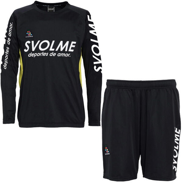 【ショップ限定エントリーでさらに+9倍】スボルメSVOLMEジュニアチームJrモビライトクルートップショーツ上下セット18-02301-02702サッカーフットサルトレーニングウェアブラック子供用