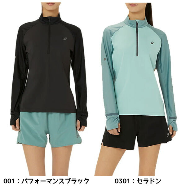【ネコポス送料無料】アシックスasicsレディースランニンングウェアウィメンズウィンドブロックハーフジップトップ2012D091ジャージシャツ