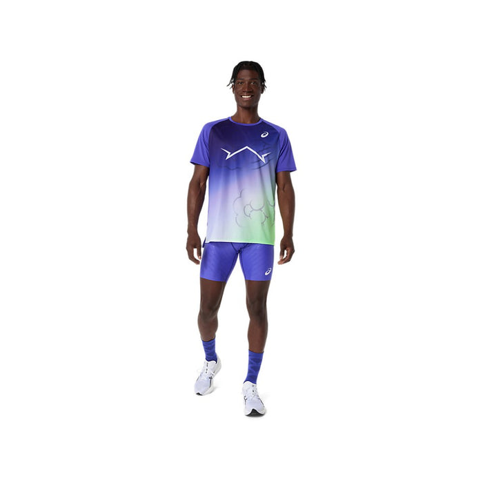 アシックスasics陸上Tシャツ半袖ライトニットショートスリーブトップメンズTRACKELITEACTIMOTION軽量通気性裾スリット2091A816