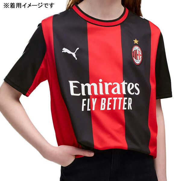 ACミランジュニアACM2026-07レプリカホームユニフォーム半袖784124-01サッカーブラックレッド子供用プーマPUMA
