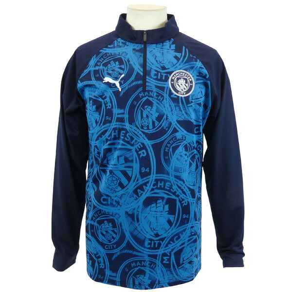 マンチェスターシティミニ裏毛MCFC2025-261/4ジップトップ785781-04サッカーレプリカトレーニングウェアネイビープーマPUMA
