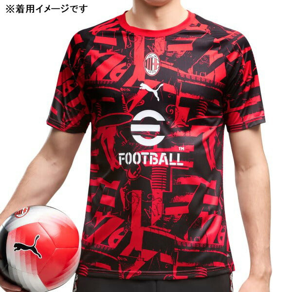 ACミランACM2026-27プレマッチ半袖シャツ786675-11サッカーレプリカプラシャツレッドプーマPUMA
