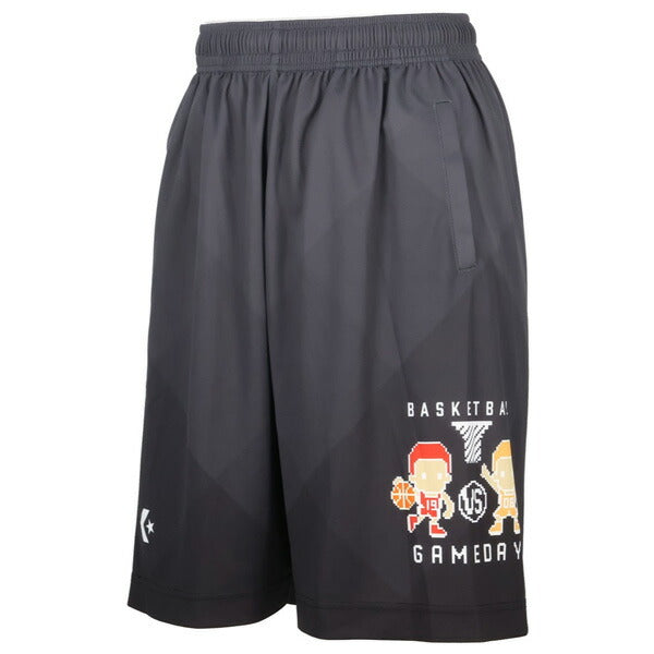 コンバースCONVERSEジュニアバスケットボールゲームパンツ総柄GAMEグラフィックCB451852プラクティスパンツポケット付き