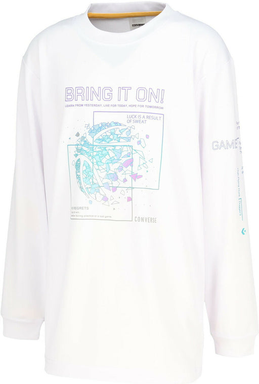 【ネコポス送料無料】コンバースCONVERSEバスケットボールジュニアJRプリントロングスリーブシャツ長袖ロングTシャツCB452355L