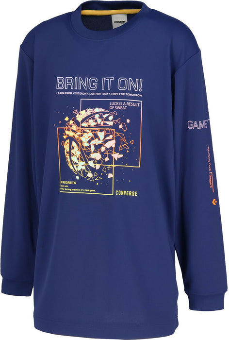 【ネコポス送料無料】コンバースCONVERSEバスケットボールジュニアJRプリントロングスリーブシャツ長袖ロングTシャツCB452355L