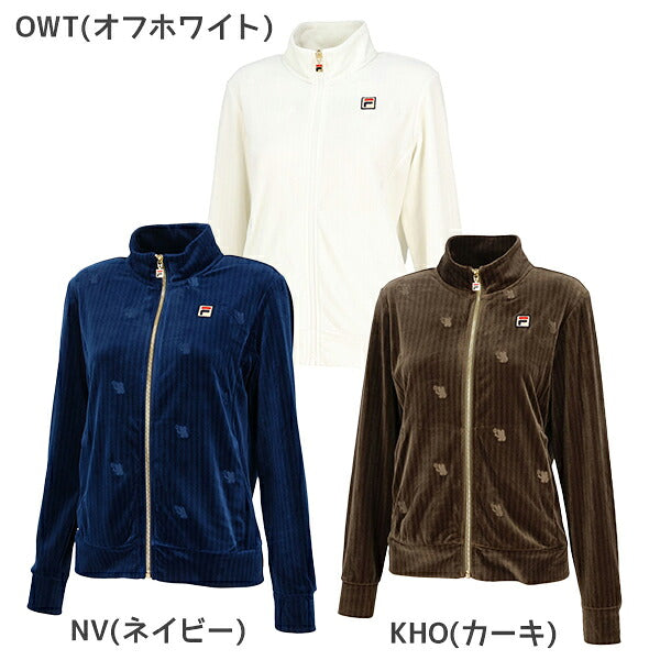 フィラFILAテニスウェアジャケットレディース大人TrackJacketトラックジャケットベロアジャカードストライプストレッチビエラベアCZ6FGW028