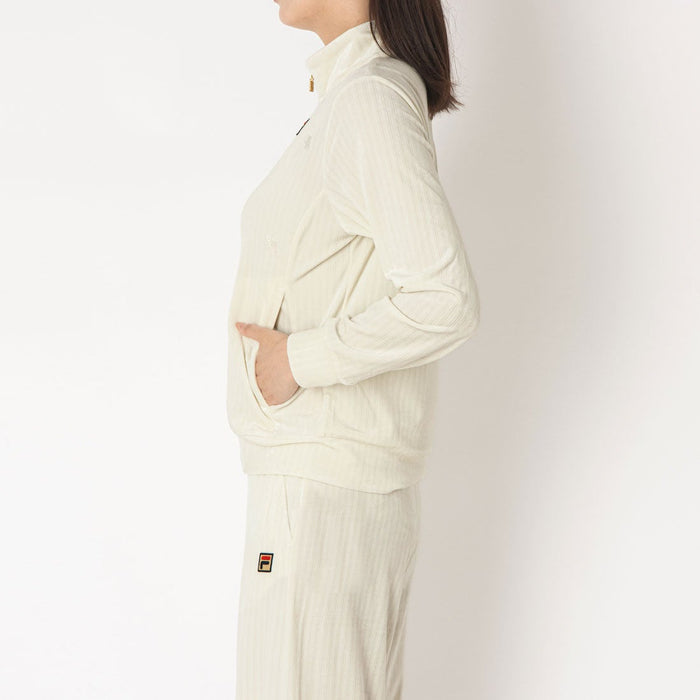 フィラFILAテニスウェアジャケットレディース大人TrackJacketトラックジャケットベロアジャカードストライプストレッチビエラベアCZ6FGW028