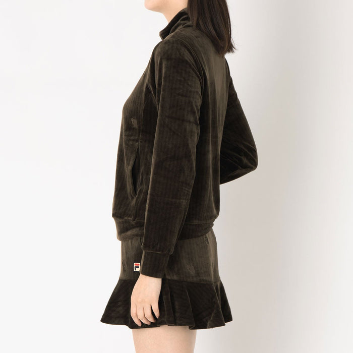 フィラFILAテニスウェアジャケットレディース大人TrackJacketトラックジャケットベロアジャカードストライプストレッチビエラベアCZ6FGW028