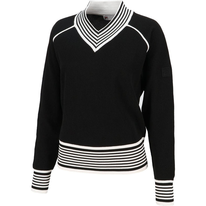フィラFILAテニスウェアセーターレディース大人V-neckSweaterブイネックセーターVネックニット薄手12G畔編みポリエステルCZ6FGW048