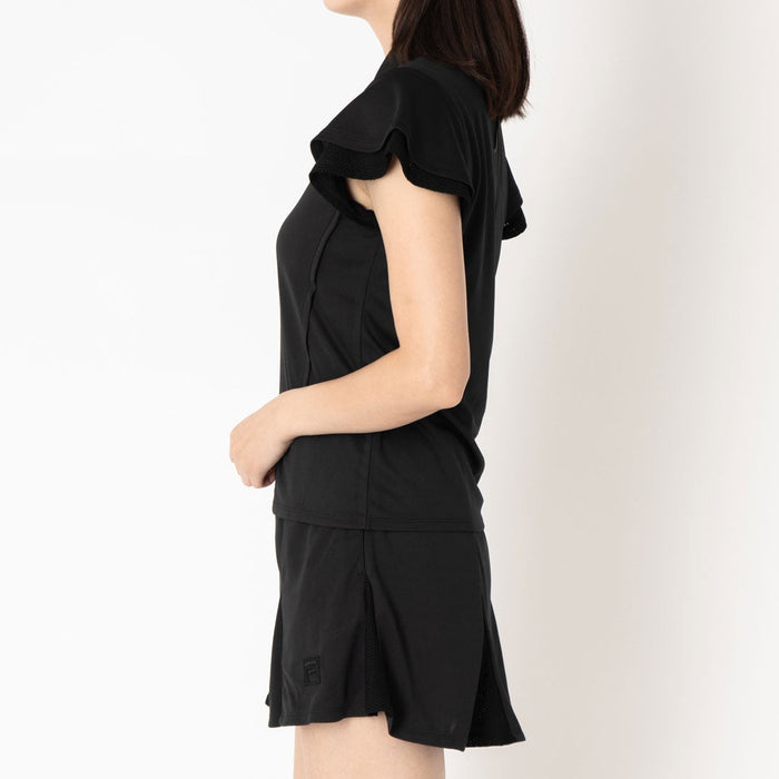 フィラFILAテニスウェアポロシャツレディース大人PoloShirtメッシュフレアティアードバックファスナードライタッチCZ6FGW050