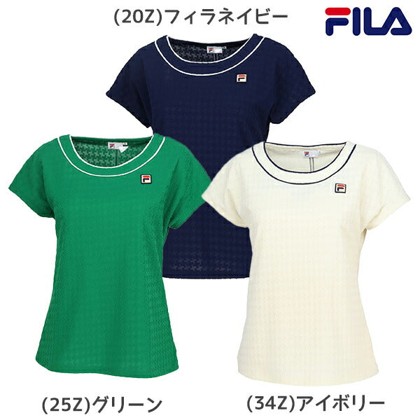【ショップ限定エントリーでさらに+9倍】【ネコポス送料無料】FILAフィラテニステニスウェアレディースゲームシャツ半袖レトロ映えるシンプル明るい印象シャープEL0029