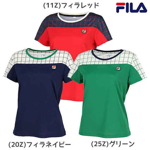 【ネコポス送料無料】FILAフィラテニステニスウェアレディースゲームシャツ半袖カラーハーモニー格子EL0033