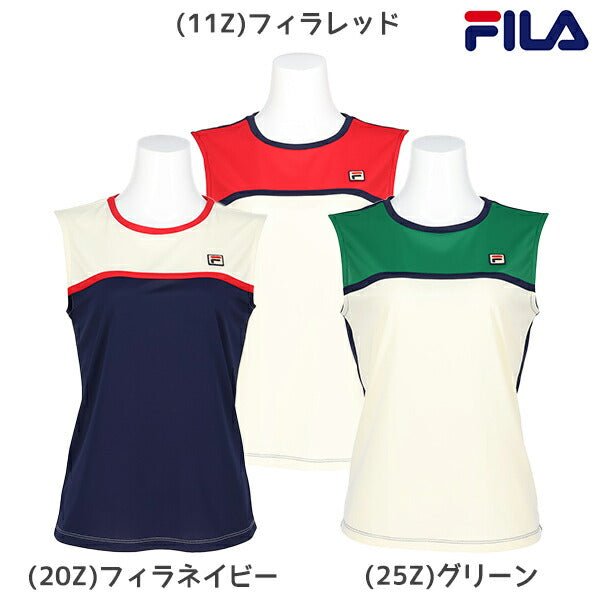 【ショップ限定エントリーでさらに+9倍】【ネコポス送料無料】FILAフィラテニステニスウェアレディースノースリーブカラーブロック重ね着ノースリーブシンプルスポーティーEL0038