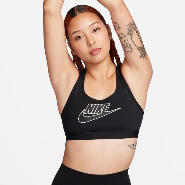 ナイキNIKEレディースインナーウエアスウッシュミディアムサポートFB4081-010ウィメンズパッディドロゴスポーツブラ
