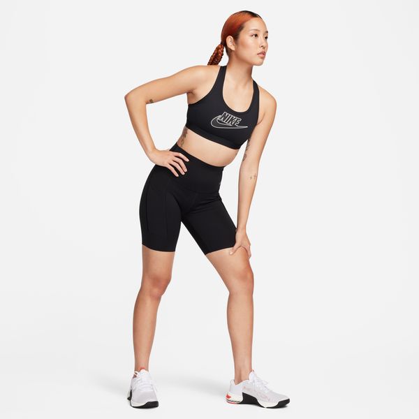 ナイキNIKEレディースインナーウエアスウッシュミディアムサポートFB4081-010ウィメンズパッディドロゴスポーツブラ