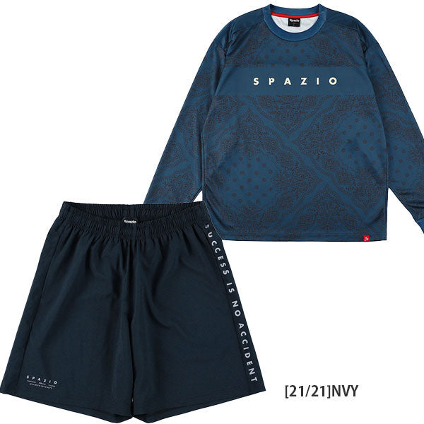 【上下セット】スパッツィオspazioJr.長袖バンダナプラシャツメッシュプラパンGE1011GE1027サッカーフットサルプラクティスセット子供用