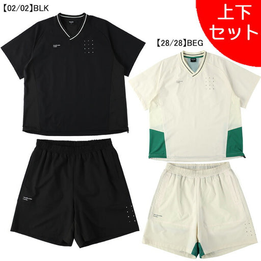 【上下セット】スパッツィオSpazioJr.Vネック切り替え半袖ピステプラパン上下GE1071-BT0287サッカーフットサル子供用