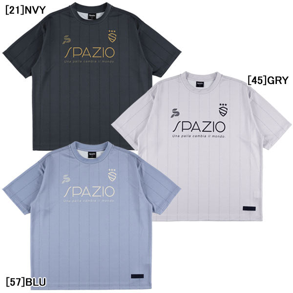 【ネコポス対応可】スパッツィオSpazioストライプオーバーサイズプラTシャツGE1145サッカーフットサル半袖プラクティスシャツメンズ
