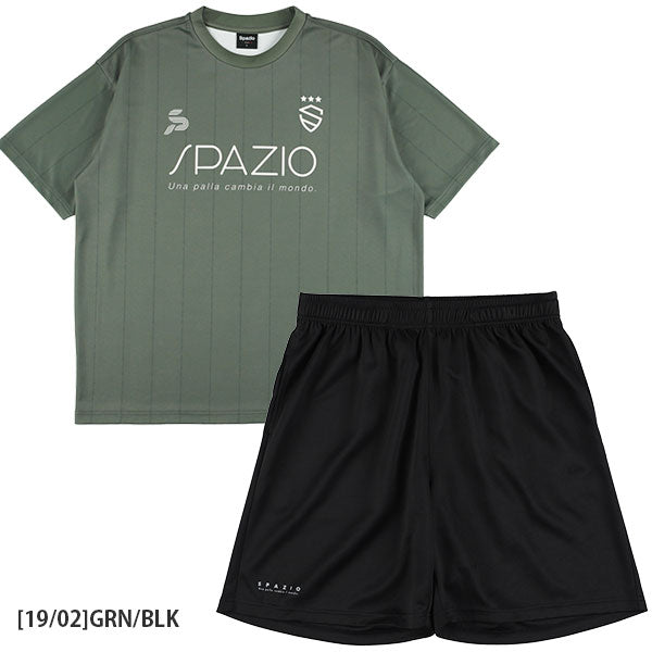 【上下セット】スパッツィオSpazioストライプオーバーサイズプラTシャツプラパンGE1145/GE1161サッカーフットサルプラクティスセットメンズ