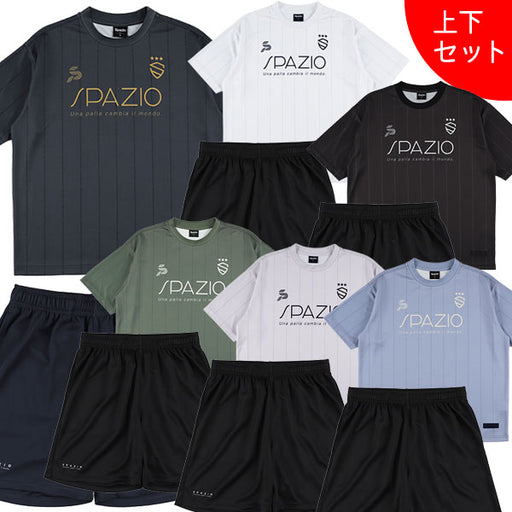 【上下セット】スパッツィオSpazioストライプオーバーサイズプラTシャツプラパンGE1145/GE1161サッカーフットサルプラクティスセットメンズ
