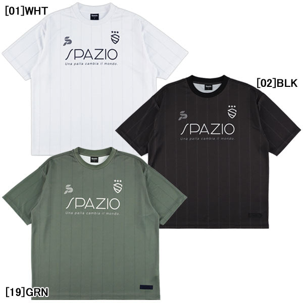 【ネコポス対応可】スパッツィオSpazioジュニアストライプオーバーサイズプラTシャツGE1152サッカーフットサル半袖プラクティスシャツ子供用