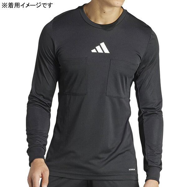 アディダスadidas2024レフェリー長袖シャツIFC20サッカーフットサル審判レフリーウェア胸ポケットブラックメンズ