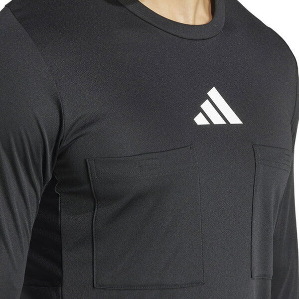 アディダスadidas2024レフェリー長袖シャツIFC20サッカーフットサル審判レフリーウェア胸ポケットブラックメンズ