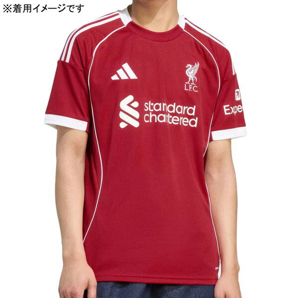 【ショップ限定エントリーでさらに+9倍】リバプールLFC2025-26レプリカホームユニフォームJYF22-JV6423サッカー半袖ストロベリーレッドアディダスadidas