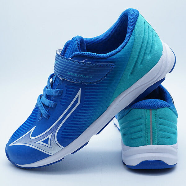 【送料無料】スピードスタッズ4ベルトミズノmizunoK1GC2423-10ブルーホワイトジュニアランニングシューズベルクロ