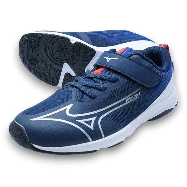 スピードスタッズ5ベルトミズノmizunoK1GC2660-05ネイビージュニアランニングシューズベルクロ
