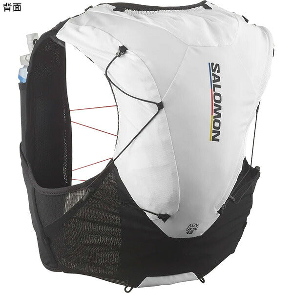 サロモンSALOMONADVSKIN12RACEFLAGフラスク付LC2483700ランニング陸上ランニングベストバッグ12L小物入れホワイト
