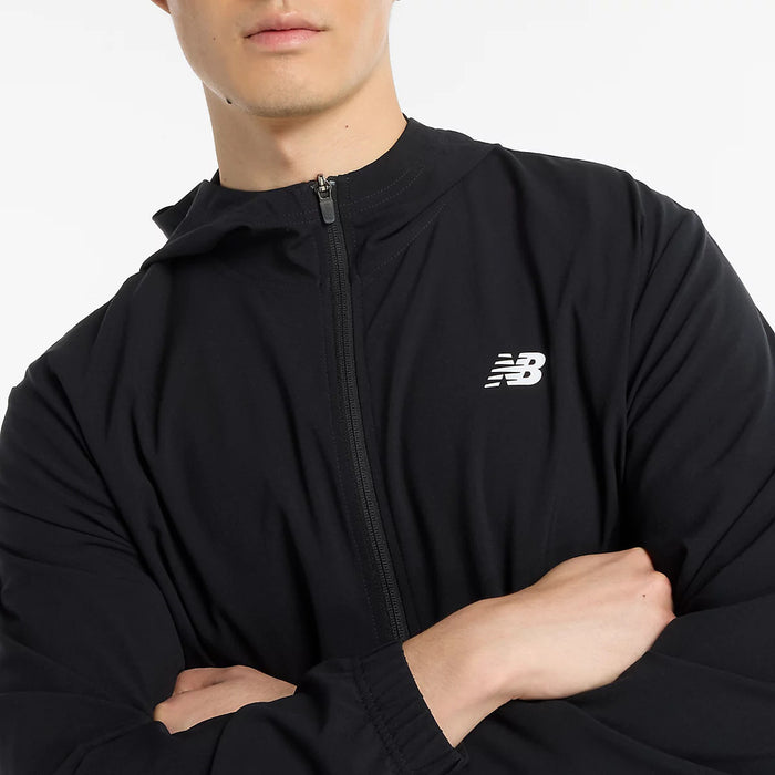 ニューバランスNEWBALANCEトレーニングジャケットスポーツウーブンジャケットメンズ大人はっ水軽量フードフルジップMJ51900-BK