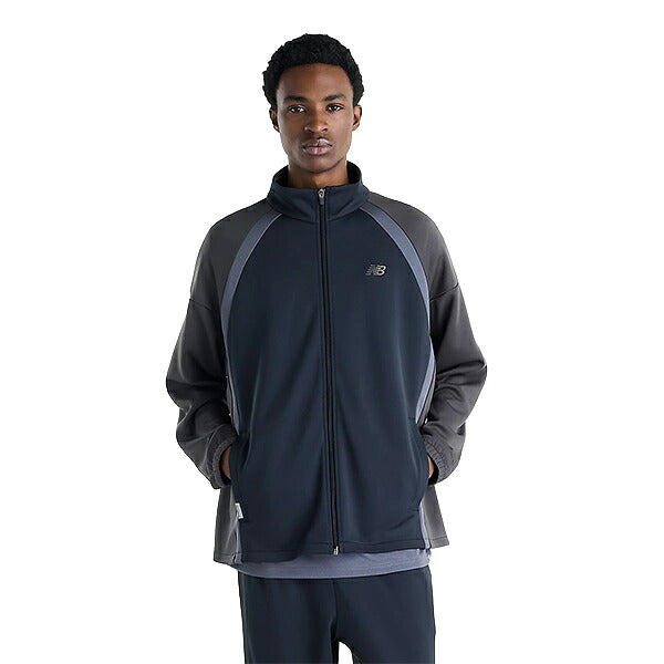 ニューバランスNEWBALANCEトラックジャケットニットトラックジャケットメンズ大人吸湿速乾保温ダブルニットオーバーサイズMJ62T3G4-BK