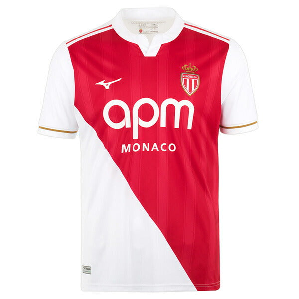 【ショップ限定エントリーでさらに+9倍】モナコMONACO2025-26レプリカホームユニフォームP2GACX7559サッカーレッド半袖ミズノmizuno
