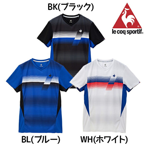 【ネコポス送料無料】lecoqsportifルコックスポルティフテニスメンズグラデーションゲームシャツユニフォームシャツトップス半袖速乾QTMXJA03