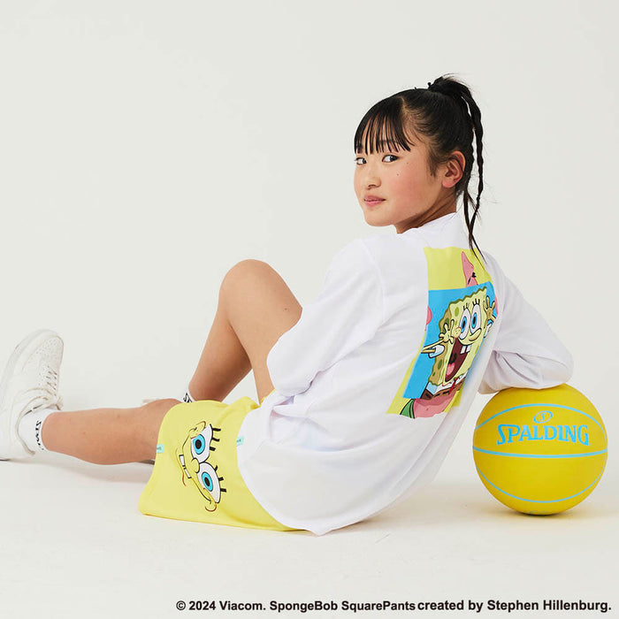 【ショップ限定エントリーでさらに+9倍】SPALDINGスポルディングジュニアロングTシャツ長袖ロングスリーブTシャツスポンジボブビッグフェイスSJT24169S