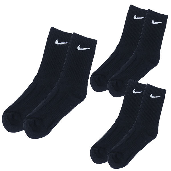 ナイキNIKEジュニア3Pエブリデイクッションクルーソックス23-25cmSX7664-010サッカーフットサルストッキング女性用子供用ショートソックス3足組
