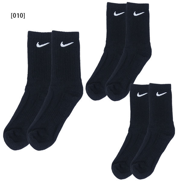 ナイキNIKE3PエブリデイクッションクルーソックスSX7664サッカーフットサルショートソックス3足組23-25cm25-27cm27-29cm
