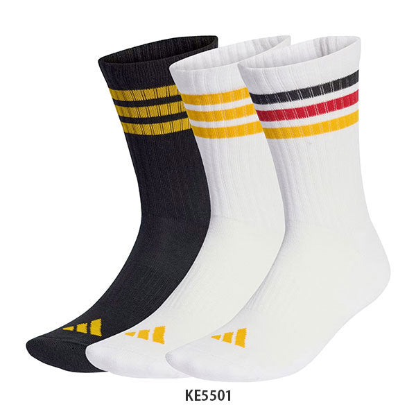 アディダスadidasスリーストライプスクッションクルーソックス3足組UW730サッカーフットサルショートソックスサッカーストッキング